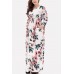 Floral Print Pocket Long Sleeve Casual Plus Size Maxi Dress