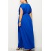 Blue V Neck Wrap Sleeveless Casual Maxi Plus Size Dress