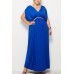 Blue V Neck Wrap Sleeveless Casual Maxi Plus Size Dress