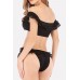 Ruffles Trim Off Shoulder Padded Thong Sexy Bikini