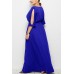 Blue Boat Neck Slit Bat Sleeve Elastic Waist Casual Plus Size Dress