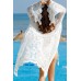 Lace Crochet Tied Flare Sleeve Open Front Casual Cover Up