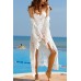 Lace Crochet Tied Flare Sleeve Open Front Casual Cover Up