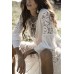 Lace Crochet Button Long Sleeve Casual Dress Cover Up