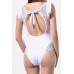 Lace Splicing Ruffles Trim Padded Sexy One Piece Swimsuit