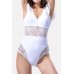 Lace Splicing Ruffles Trim Padded Sexy One Piece Swimsuit