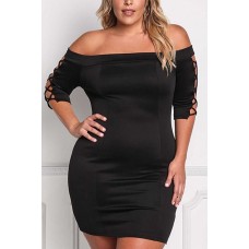 Off Shoulder Crisscross Sexy Plus Size Bodycon Dress