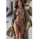 Army-Embroidery Floral Open Front Sexy Maxi Kimono Cover Up