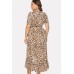 Leopard Ruffles Wrap Overlap Casual Plus Size Dress