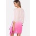 Hot-pink Ombre V Neck Casual Chiffon Beach Dress