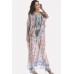 Tribal Print Lace Up Maxi Slit Chiffon Boho Cover Up