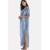 Light Blue Tribal Print Lace Up Maxi Slit Chiffon Boho Cover Up