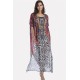 Purple Tribal Print Lace Up Maxi Slit Chiffon Boho Cover Up