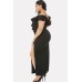 Spaghetti Straps Cold Shoulder Ruffles Slit Sexy Plus Size Dress