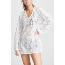 Lace Crochet V Neck Sexy Beach Dress Cover Up