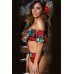 Red Floral Print Ruffles Off Shoulder Sexy Monokini Swimsuit