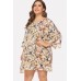 Chain Print Round Neck Casual Plus Size Dress