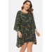 Dark-Chain Print Round Neck Casual Plus Size Dress