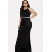 Contrast Strappy Sleeveless Sexy Plus Size Maxi Bodycon Dress