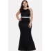 Contrast Strappy Sleeveless Sexy Plus Size Maxi Bodycon Dress