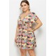 Multi Camera Print V Neck Short Sleeve Casual Plus Size Dress