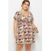 Multi Camera Print V Neck Short Sleeve Casual Plus Size Dress