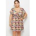 Multi Camera Print V Neck Short Sleeve Casual Plus Size Dress