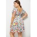 Geo Print V Neck Short Sleeve Casual Plus Size Dress