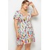 Geo Print V Neck Short Sleeve Casual Plus Size Dress