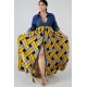 Yellow Tribal Print Button Up Casual Plus Size Maxi Shirt Dress