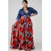 Red Tribal Print Button Up Casual Plus Size Maxi Shirt Dress