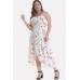 Floral Print Tied Ruffles Sexy Plus Size Overlap Slip Dress